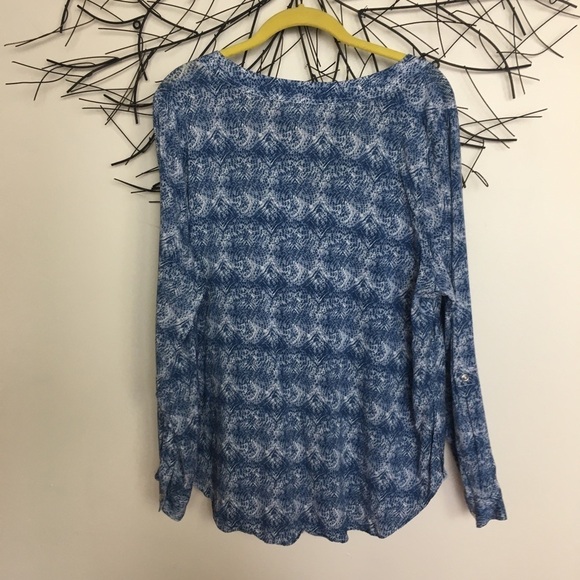 Boho blue white snap button shirt MOLLY & ISADOR - Picture 2 of 8